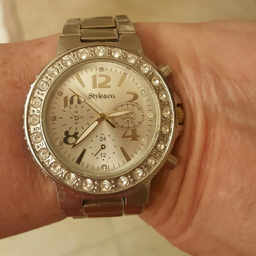 Macy's‎ Silver & Large Crystal Watch